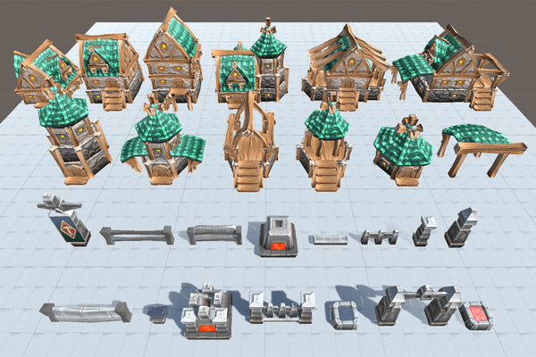 Dwarf Village RTS Buildings - LowlyPoly