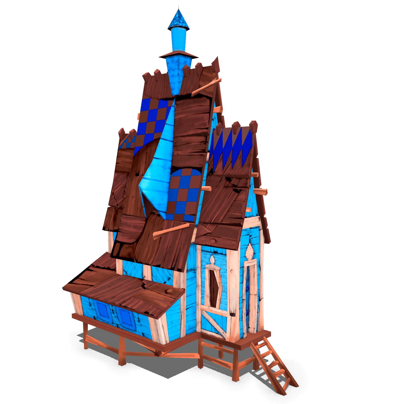 Low Poly Stylized Wooden House - LowlyPoly