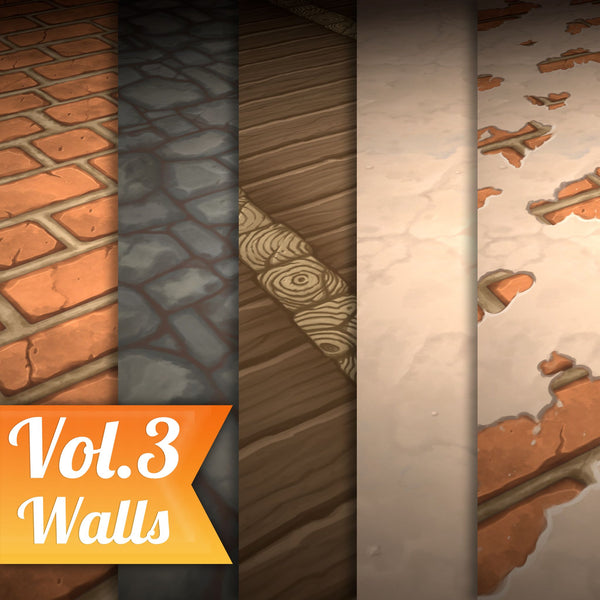 Walls Vol.03 - Hand Painted Texture Pack - LowlyPoly