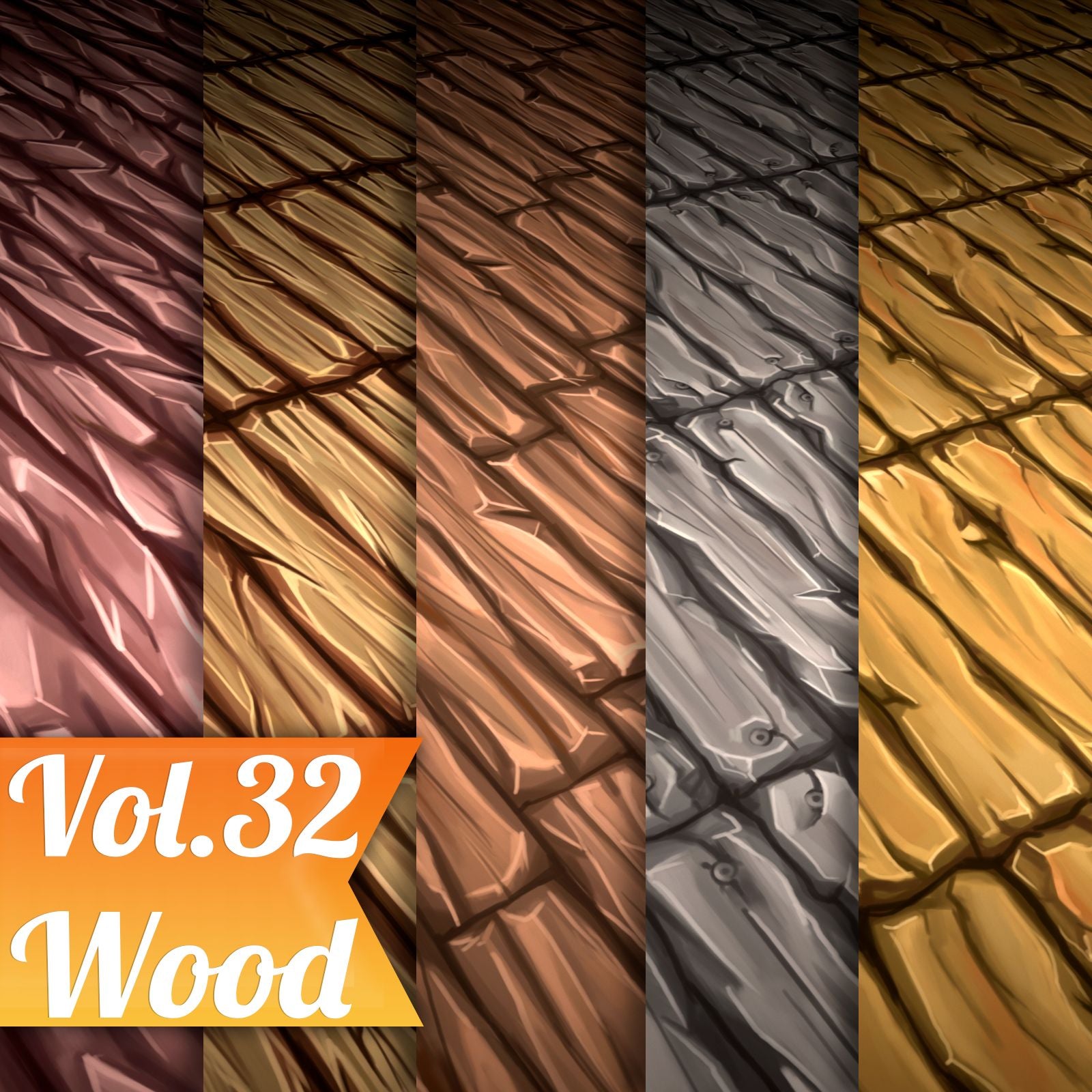 Wood Vol.32 - Hand Painted Texture - LowlyPoly